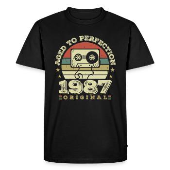 Idée Cadeau Anniversaire Vintage Original 1987 - T-shirt Premium bio Homme - noir - Devant - Nico (187cm)