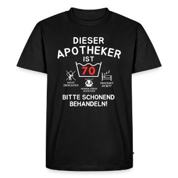 Ce pharmacien a 70 ans. - T-shirt Premium bio Homme - noir - Devant - Nico (187cm)