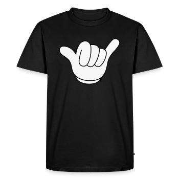 Shaka signe main descente motocross surf blanc - T-shirt Premium bio Homme - noir - Devant - Nico (187cm)