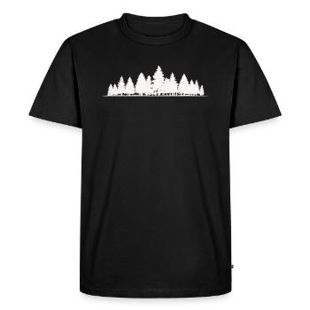 Forêt Silhouette arbres - T-shirt Premium bio Homme - noir - Devant - Nico (187cm)