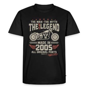2005 Vintage Homme Mythe Légende Moto - T-shirt Premium bio Homme - noir - Devant - Nico (187cm)