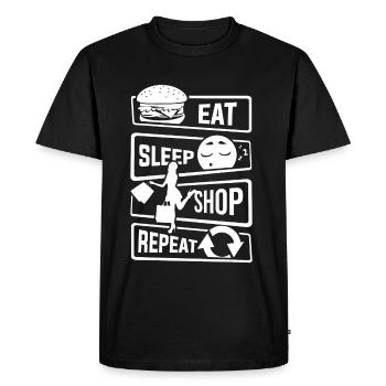 Mangez Sleep Shop Repeat - Achat de chaussures d'affaires - T-shirt Premium bio Homme - noir - Devant - Nico (187cm)
