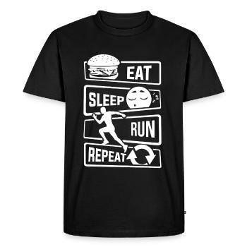 Eat Sleep Run Repeat - Running Runner Fitness Sport - Men's Premium Organic T-Shirt - black - Front - Nico (187cm)