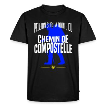 Chemin de compostelle - Randonnée - T-shirt Premium bio Homme - noir - Devant - Nico (187cm)