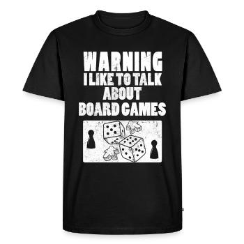 Avertissement J’aime parler de jeux de société - T-shirt Premium bio Homme - noir - Devant - Nico (187cm)