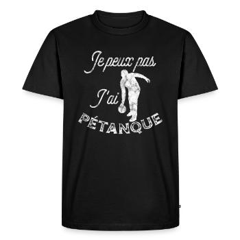 Évolution Pétanque J'peux pas j'ai Pétanque - T-shirt Premium bio Homme - noir - Devant - Nico (187cm)