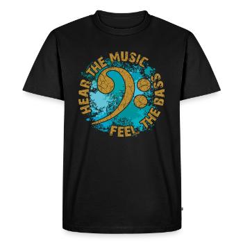 Feel the bass. Bass clef - Men's Premium Organic T-Shirt - black - Front - Nico (187cm)