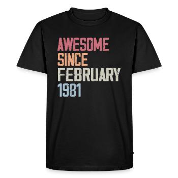 Février 1981, 43e anniversaire 1981 Fevrier 43 ans - T-shirt Premium bio Homme - noir - Devant - Nico (187cm)
