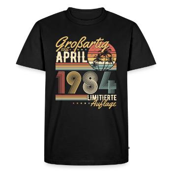Great Since April 1984 Vintage Birthday - Men's Premium Organic T-Shirt - black - Front - Nico (187cm)