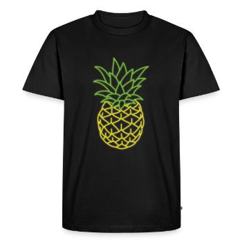 Pineapple - Neon Hawaiian Pineapple Retro 80s Style - Men's Premium Organic T-Shirt - black - Front - Nico (187cm)