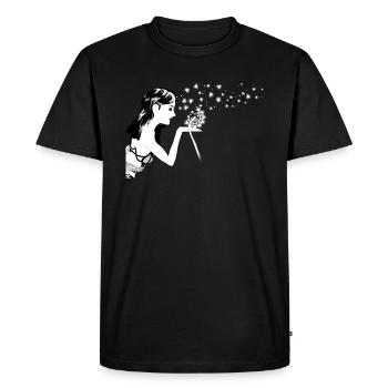 Dandelion - Dandelion, Woman Blows Seeds Wind - Men's Premium Organic T-Shirt - black - Front - Nico (187cm)