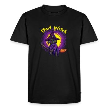 Mauvais chat sorcière pour sorcières chevauche le balai - T-shirt Premium bio Homme - noir - Devant - Nico (187cm)
