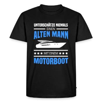 Alter Mann Motorboot Kapitän Boot - Männer Premium Bio T-Shirt - Schwarz - Vorne - Nico (187cm)
