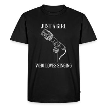 Musique Fille musicienne femme chanteuse microphone - T-shirt Premium bio Homme - noir - Devant - Nico (187cm)
