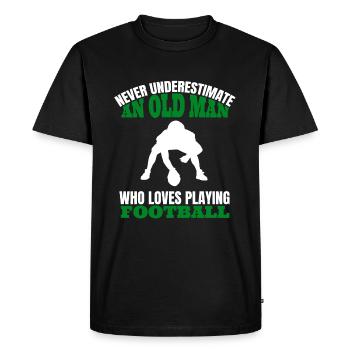 Footballeur dad football entraîneur père cadeau papy - T-shirt Premium bio Homme - noir - Devant - Nico (187cm)