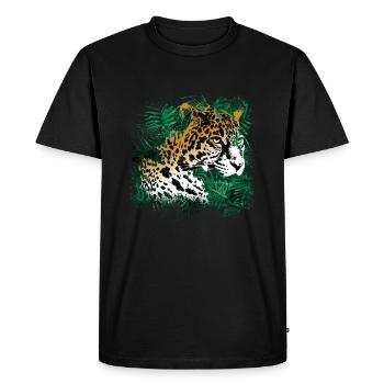 Leopard Forêt Tropicale Plantes Nature Végétation - T-shirt Premium bio Homme - noir - Devant - Nico (187cm)