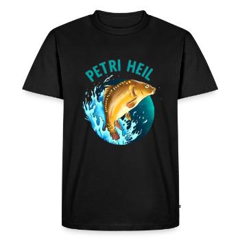 Petri Heil Pêche à la carpe Dicton - T-shirt Premium bio Homme - noir - Devant - Nico (187cm)