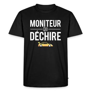 Moniteur qui déchire auto école permis humour - T-shirt Premium bio Homme - noir - Devant - Nico (187cm)