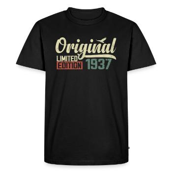 Né en 1937 Vintage Anniversaire Rétro 1937 Cadeau - T-shirt Premium bio Homme - noir - Devant - Nico (187cm)