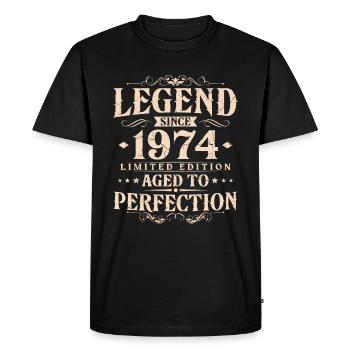 Légende depuis 1974 Vintage Born Anniversaire - T-shirt Premium bio Homme - noir - Devant - Nico (187cm)