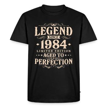 Légende depuis 1984 Vintage Born Anniversaire - T-shirt Premium bio Homme - noir - Devant - Nico (187cm)