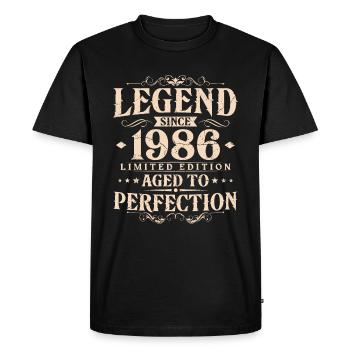 Légende depuis 1986 Vintage Born Anniversaire - T-shirt Premium bio Homme - noir - Devant - Nico (187cm)