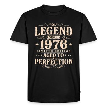 Légende depuis 1976 Vintage Born Anniversaire - T-shirt Premium bio Homme - noir - Devant - Nico (187cm)