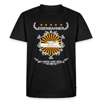 Railway worker with heart and soul - Men's Premium Organic T-Shirt - black - Front - Nico (187cm)