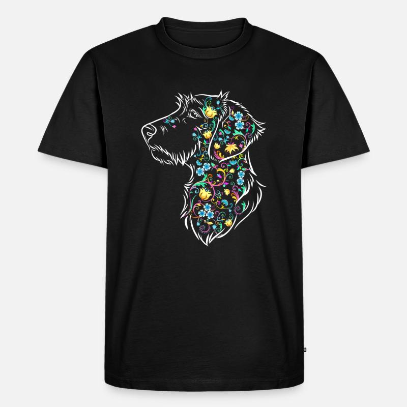 Blume Dachs WH - Männer Premium Bio T-Shirt - Schwarz
