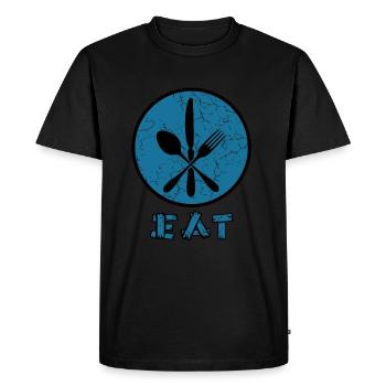 Manger avec cutlery - manger avec des couverts - T-shirt Premium bio Homme - noir - Devant - Nico (187cm)