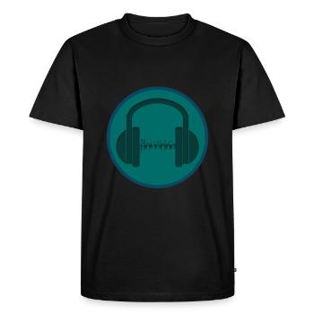 Musique dans le casque- Musique dans le headphone - T-shirt Premium bio Homme - noir - Devant - Nico (187cm)