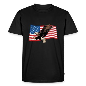 Amérique Aigle - T-shirt Premium bio Homme - noir - Devant - Nico (187cm)
