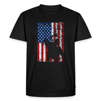 Bouledogue Français USA Drapeau Amour Cadeau - T-shirt Premium bio Homme - noir - Devant - Nico (187cm)