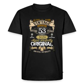 Conception d'anniversaire 53 ans - T-shirt Premium bio Homme - noir - Devant - Nico (187cm)