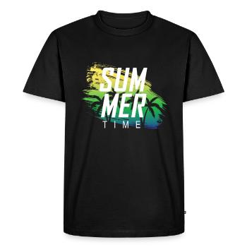 Heure d'été - T-shirt Premium bio Homme - noir - Devant - Nico (187cm)