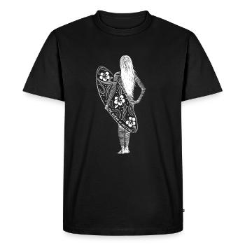 Ocean Is Calling - Surf Girl Surfing Surf - T-shirt Premium bio Homme - noir - Devant - Nico (187cm)
