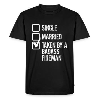 fire Department - Men's Premium Organic T-Shirt - black - Front - Nico (187cm)