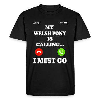Mon poney Welsh appelle - T-shirt Premium bio Homme - noir - Devant - Nico (187cm)