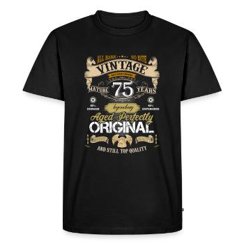 75 years - Men's Premium Organic T-Shirt - black - Front - Nico (187cm)