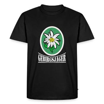 Gebirgsjäger Distel Wappen - Männer Premium Bio T-Shirt - Schwarz - Vorne - Nico (187cm)