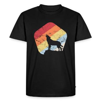 Wolf Full Moon Howling Mystic Vintage Forest Gift - Men's Premium Organic T-Shirt - black - Front - Nico (187cm)