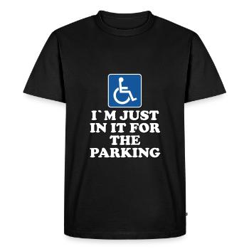 je suis juste dedans pour le parking - T-shirt Premium bio Homme - noir - Devant - Nico (187cm)