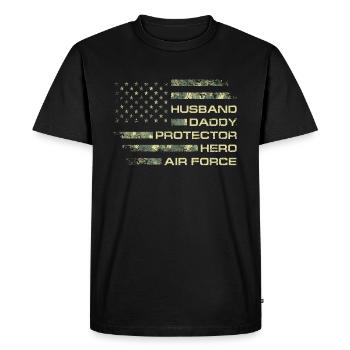 Mari Papa Protecteur Héros Vétéran de l'US Air Force - T-shirt Premium bio Homme - noir - Devant - Nico (187cm)