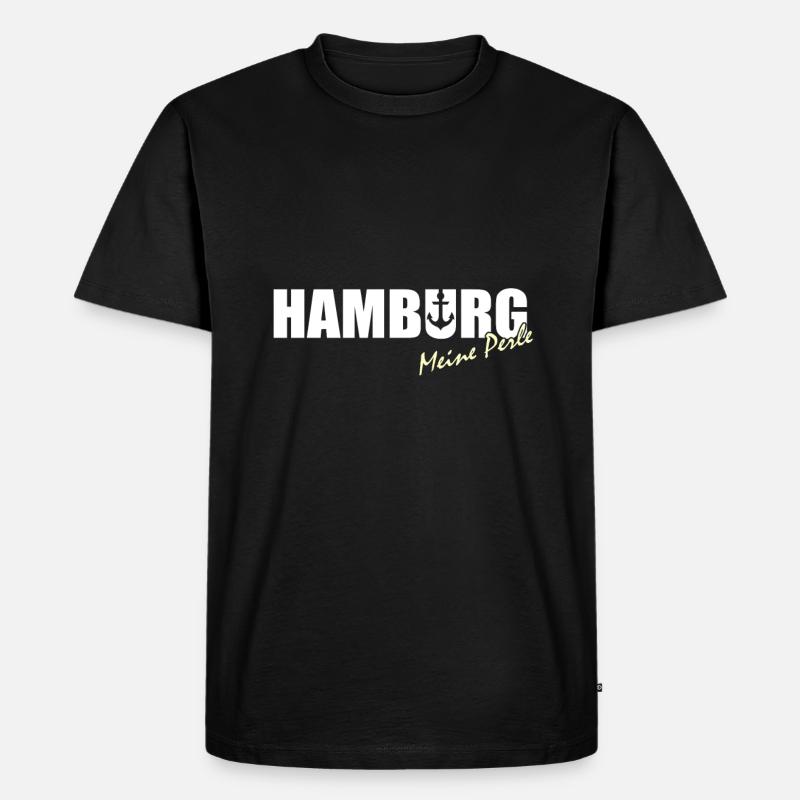 Hamburg Perle - Männer Premium Bio T-Shirt - Schwarz