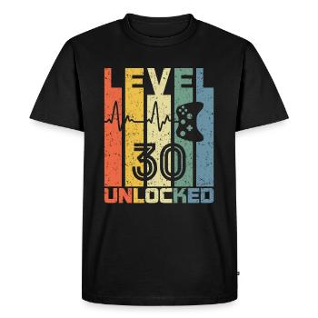 Niveau 30 Unlocked Fun 30 ans Video Gamer 30t - T-shirt Premium bio Homme - noir - Devant - Nico (187cm)
