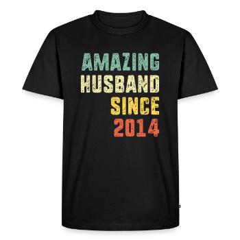 Amazing Husband Since 2014 Retro 6 Years Wedding A - Men's Premium Organic T-Shirt - black - Front - Nico (187cm)