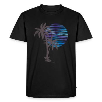 Palmier Sunset Silhouette Surf Lune de miel Surf - T-shirt Premium bio Homme - noir - Devant - Nico (187cm)