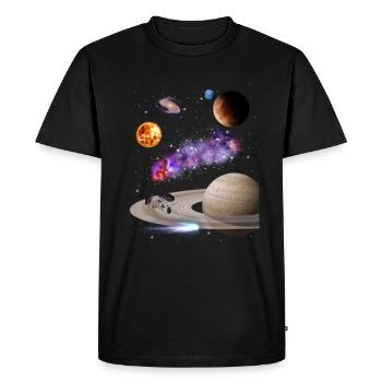 Espace - T-shirt Premium bio Homme - noir - Devant - Nico (187cm)