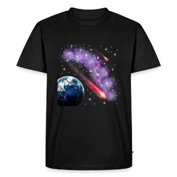 espacio - Camiseta prémium ecológica para hombre - negro - delante - Nico (187cm)