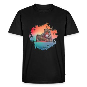 leopard - Men's Premium Organic T-Shirt - black - Front - Nico (187cm)